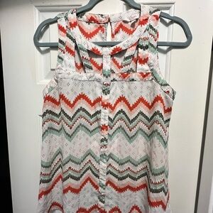 CANDIES SLEEVELESS CUT OUT BLOUSE SZ Small GREEN ORANGE